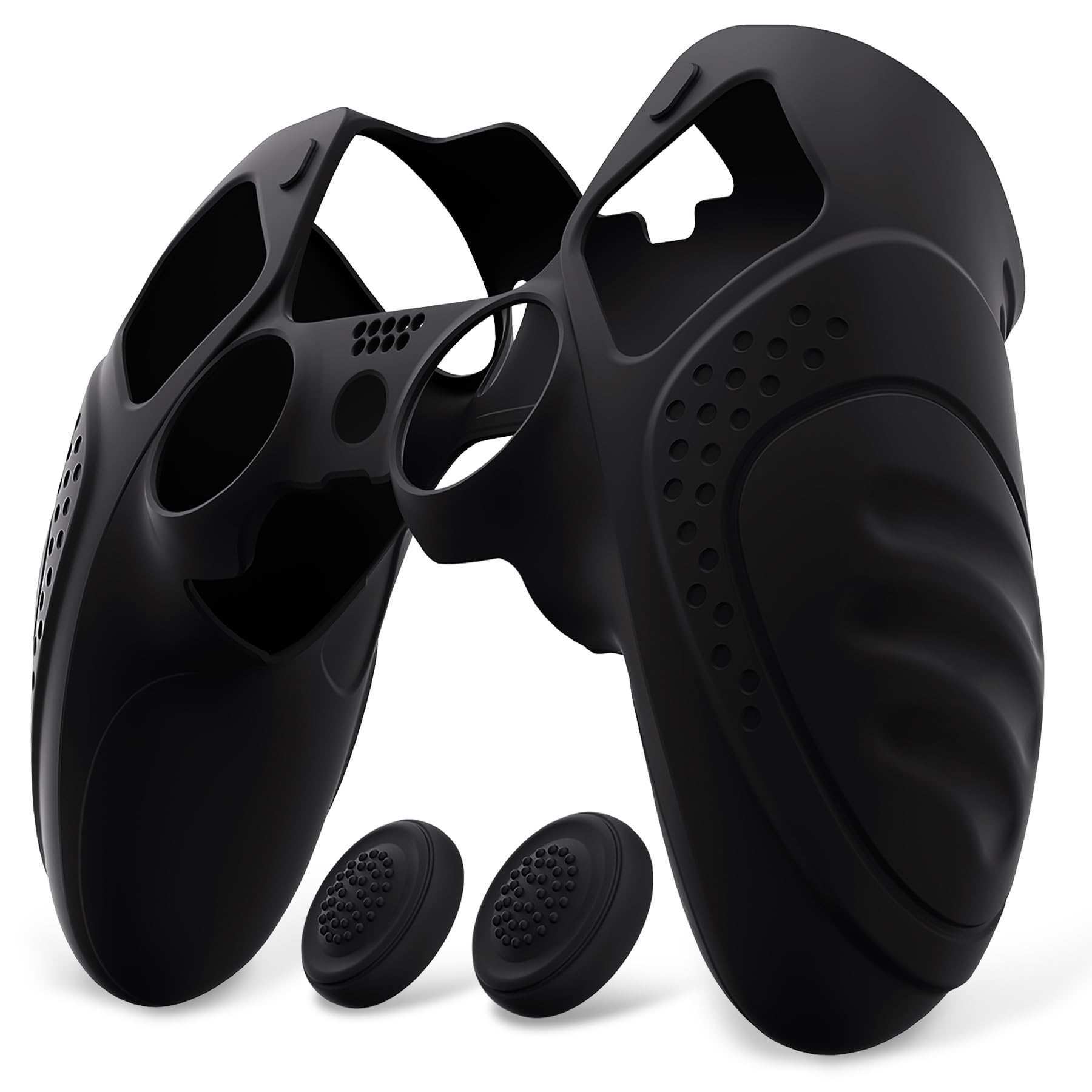 

PlayVital silicone cover case for PS5 Edge soft rubber protector skin for PS5 Edge wireless includes thumb grip Edition non-slip controller, чорний