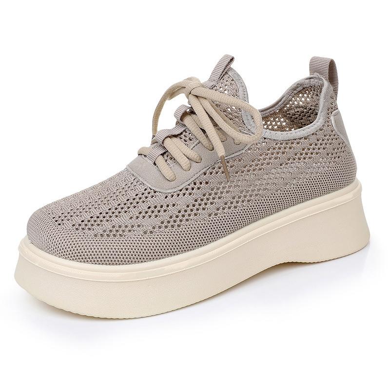 

Нове Універсальне Жіноче Взуття Повсякденне Однотонне Взуття Дихаючі Кеди Взуття на Товстій Підошві 42 бежевий