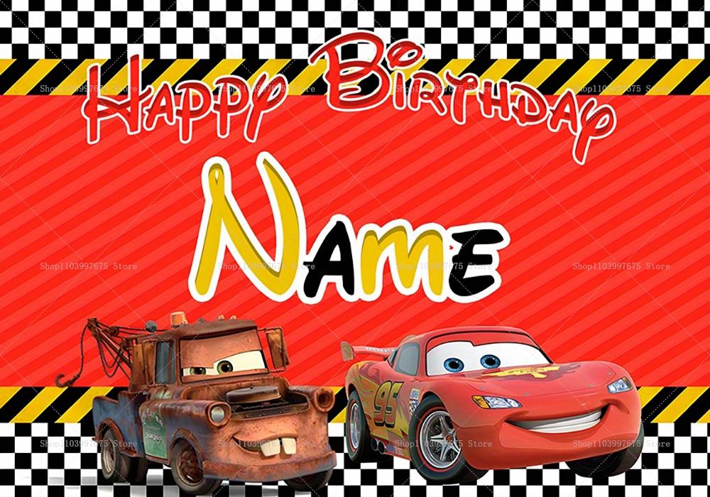 Customizable Disney Lightning McQueen backgrounds, children s birthday party decorations, photo background, baby shower banner, photo booth accessorie Vinyl 150X100CM