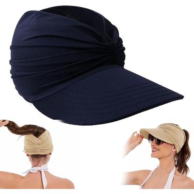 Summer Women's Sun Hat,Wide Brim Breathable Empty Elastic Top Ponytail Sun Beach Hats,for Beach Golf Sports Hiking