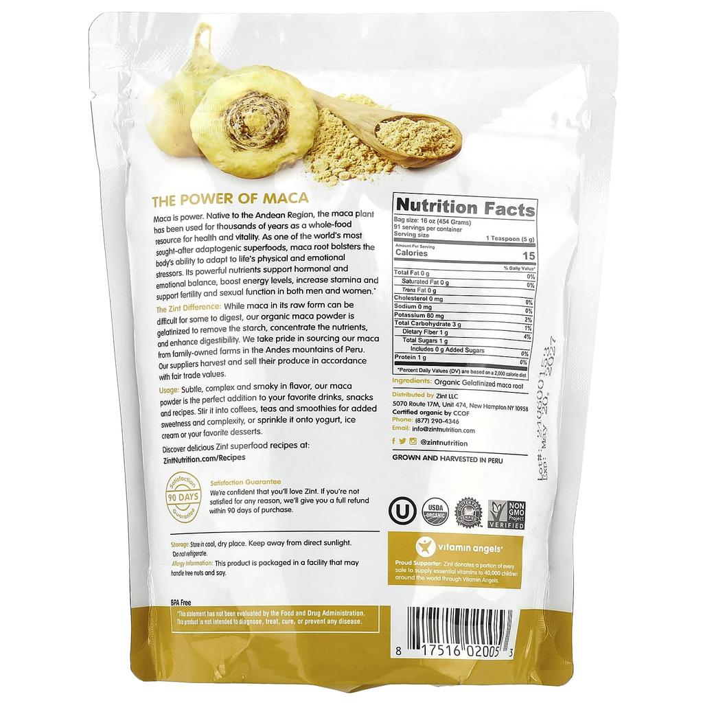 Organic Gelatinized Maca Powder, 454G(16Oz)