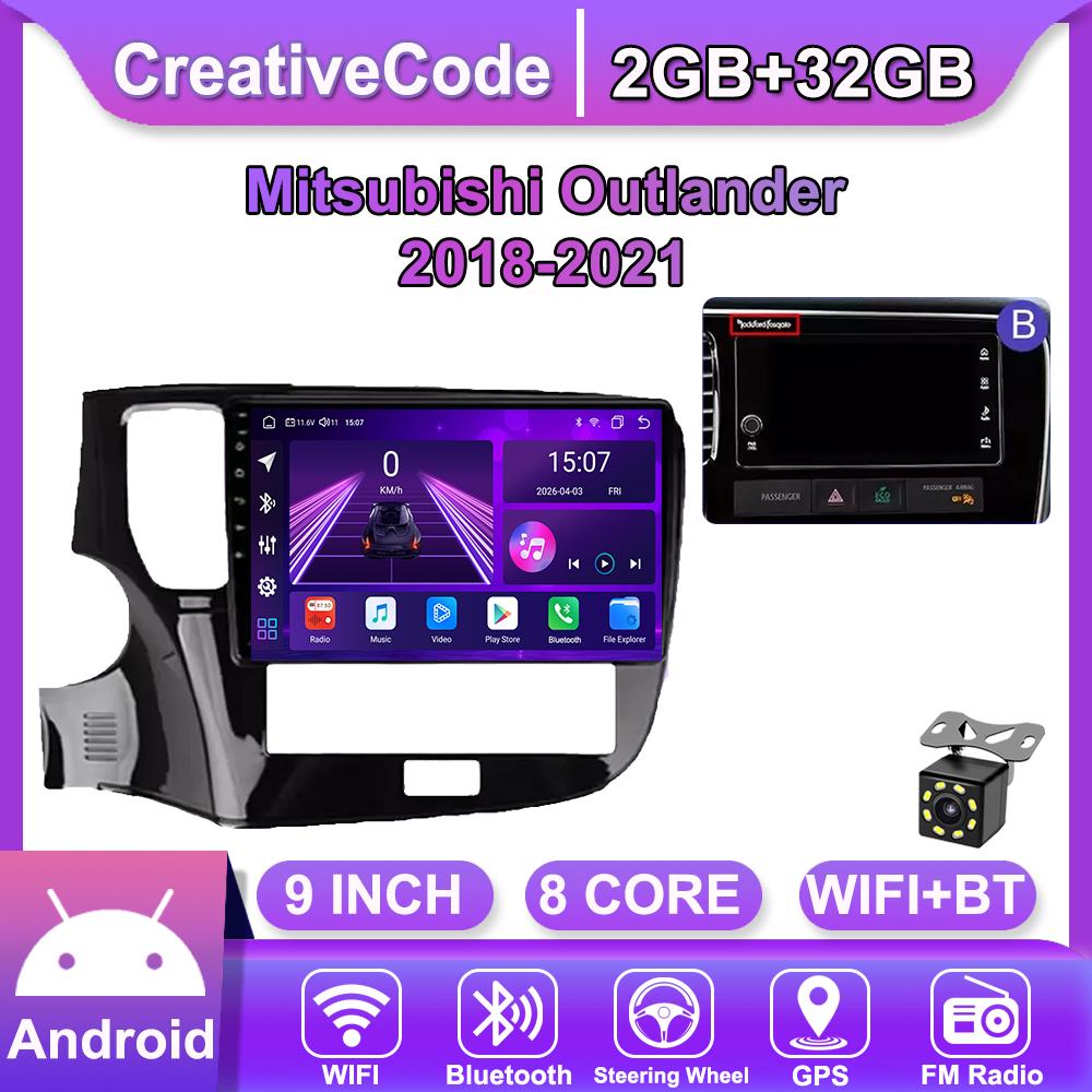 Android Car-Play Car Radio For Mitsubishi Outlander 2018-2021 Multimedia Player Head Unit Stereo GPS Navigation BT WIFI,8 CORE ,2+32GB