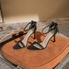 91119 Sandals Women's Stiletto 2025 Summer New Open-toe Fashion Versatile One-word Buckle Fairy Style High Heels