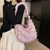 New Versatile Thread Sweet Women's Handbags Microfibersolid Color Commuting Tote Bags 2026  Plaid Ruched Shoulder Bags