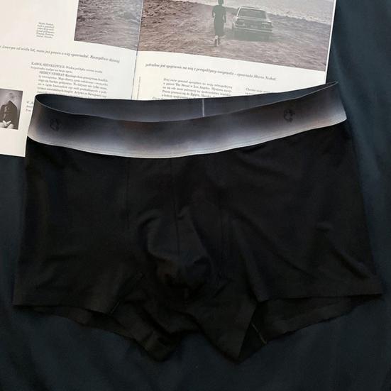 Men Boxer Underwear Letter Print Gradient Color Design Shorts Briefs Mid-rise Elastic Waistband