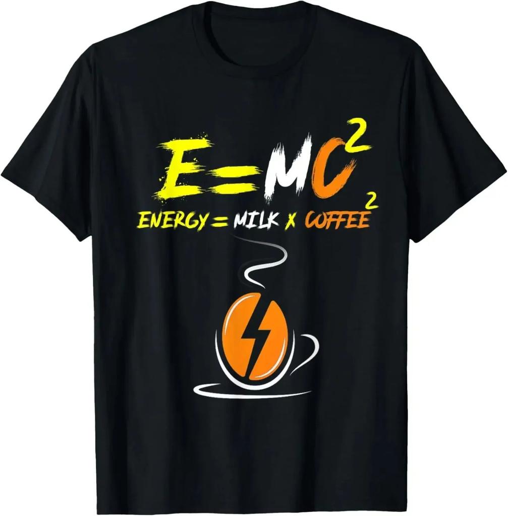 Funny Science Coffee Energy Milk Coffee Tshirt Y2k Top Emc2 Funny Printed Graphic T Shirts Casual Loose Streetwear Unisex