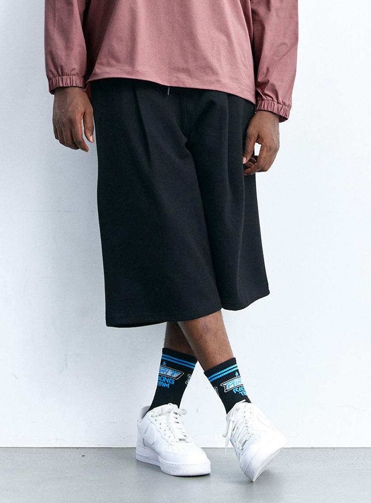 AIRIT Deep Tuck Sweat Bermuda Pants Am3057 Bk