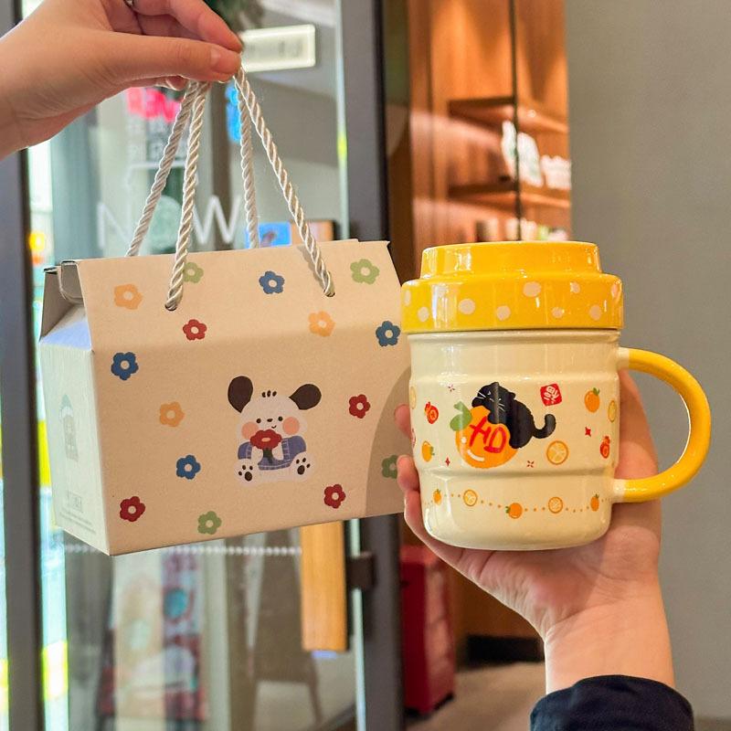 High-value apple mug couple pair cup household drinking cup cute ceramic cup with lid female birthday gift