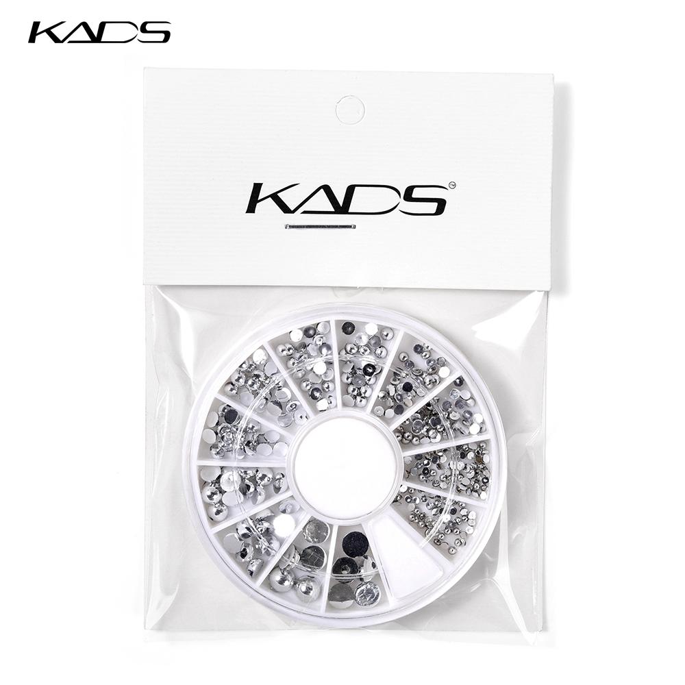 kads Nagel-Silberperlen-Dekoration, runde Dekorationen, flacher Boden, Halbkreis, Nail-Art-Strasssteine, Nagel-Strasssteine