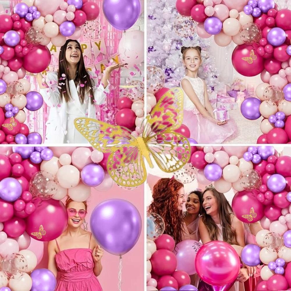 Balloon garland butterflies pink purple balloons for birthday 1st birthday xxl 133pcs