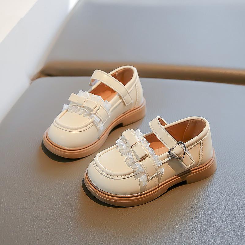 

British style black children s casual shoes, foreign style little girl comfortable trendy shoes, girls small leather shoes 2025 spring and autumn ne Size 25: 15.7cm бежевый
