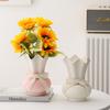 Chinese style Ceramic Gradient Color Wide Mouth Vase, Home Dining Table Living Room Bedroom Office Accessories, Flower Ware, 1Pc