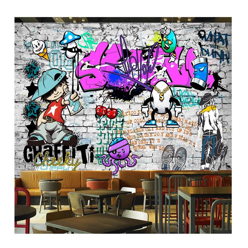 

3d Street Fashion Wallpaper Graffiti Hip Hop Wall Mural Art Abstract Brick Wall Wallpaper Decoration 200 cm(W) x 140 cm(H)