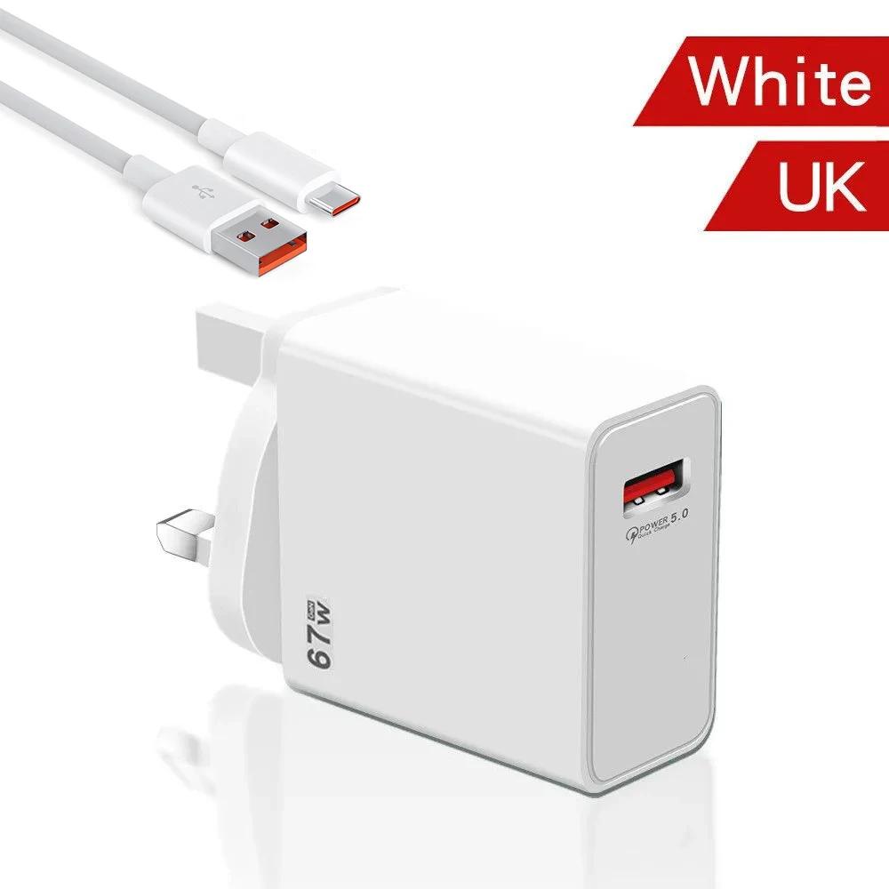 Xiaomi 67W Fast Charging Charger EU/US/UK USB Adapter Standard Charge Head Type-C Mobile Phone Type C Cable for Xiaomi Power Adapter