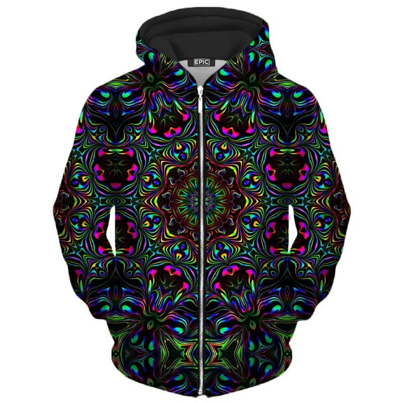 Herren Zip-Up Hoodies Herren 3D-Druck Psychedelische Muster Oberteile Sweatshirts Für Herren Damen Harajuku Langarm Reißverschluss Jacke XL black