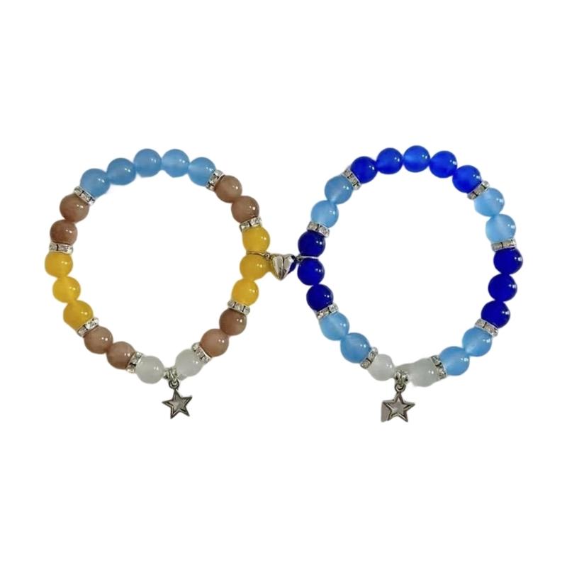 A52E Romance Couple Bracelets with Heart Design High Elasticity Materials for Couples and Friend Expressing Love