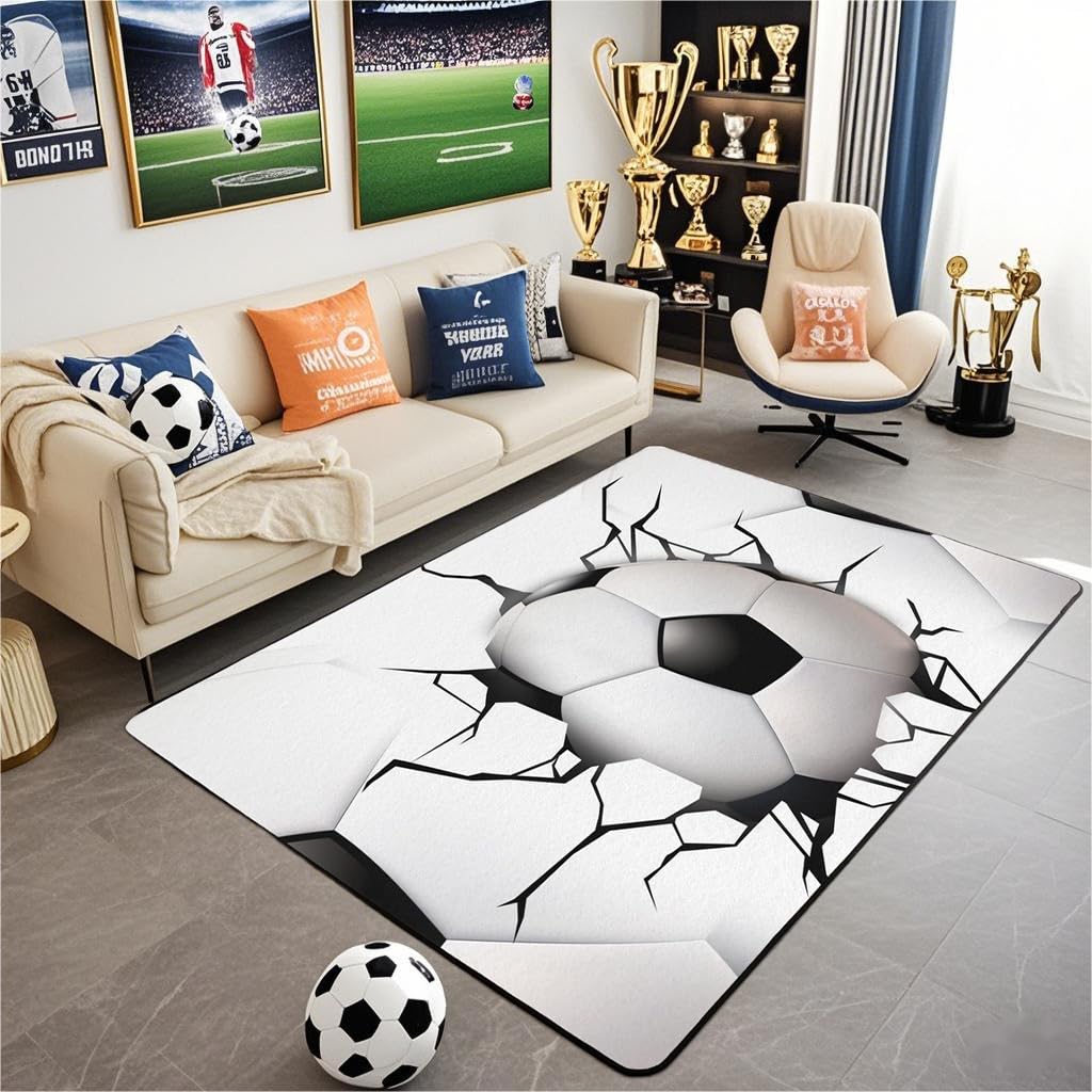 Erosebridal Baseball Area Rug 3x5, Ball Sports Rectangular Carpet for Living Room Bedroom, Vintage Laces Games Printed Kids Girls Washable I