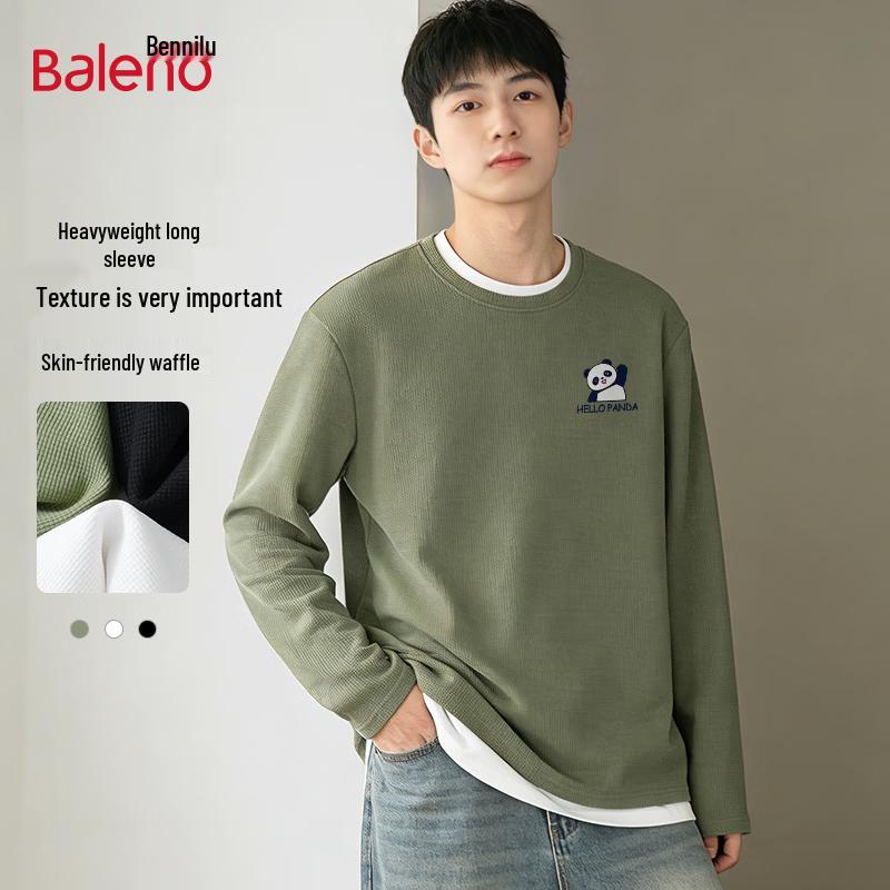 Baleno Men's American Waffle Knit Long Sleeve T-Shirt