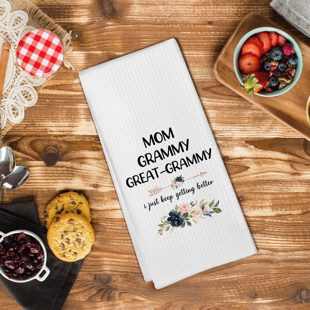 Great Grammy Floral Gifts Kitchen Towels, Grammy Dish Towels, Mom Gifts for Mothers Day Birthday, Grandma Decorative Hand Towel Tea Towel for