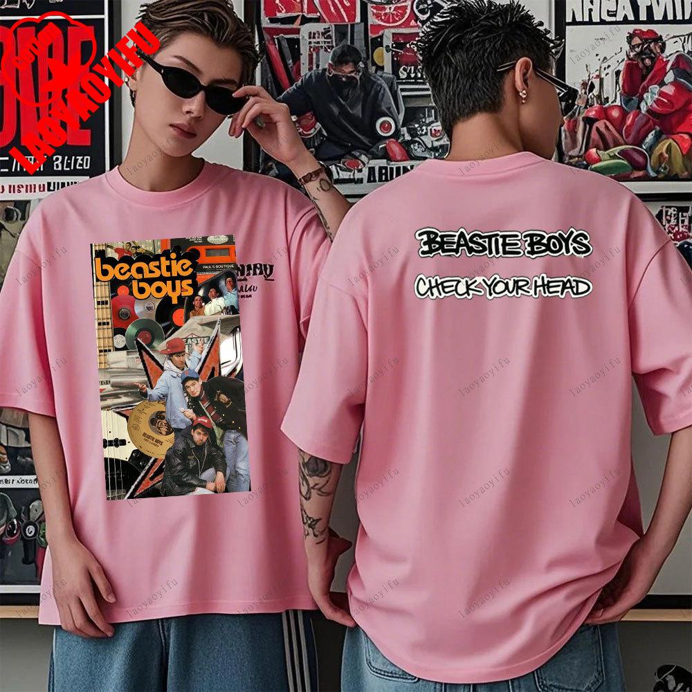 Beastie Boys T-Shirt Check Your Head T-Shirt Amerikanische Hip-Hop-Gruppe Schlichtes Modedesign Kurzarm-T-Shirt