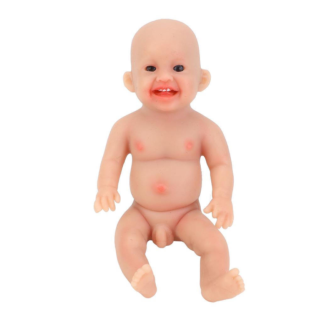 Lifelike Reborn Baby Doll 6 Inch Realistic Cute Sweet Smile Face Soft Silicone Solid Real Reborn Baby Doll for Toddlers Boy Doll