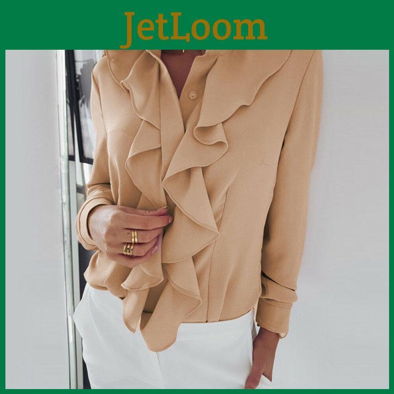 Fashion-forward Womens Ruffle Long Sleeve Top Blouse For Versatile Summer Styling