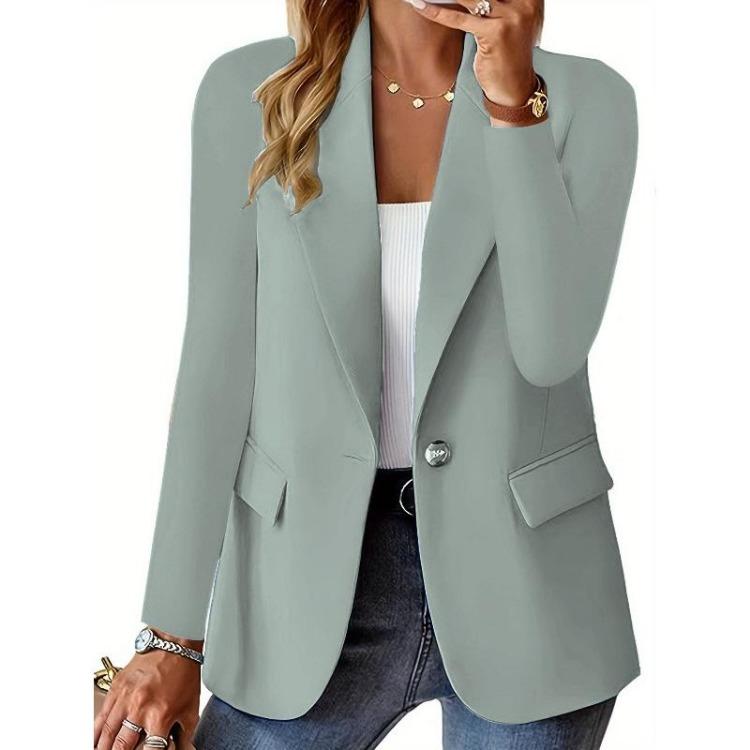 Trendy Elegant Women's Casual Oversized Blazer Jacket Business Suit Coat Solid Button Lapel Long Sleeve Loose Outwear