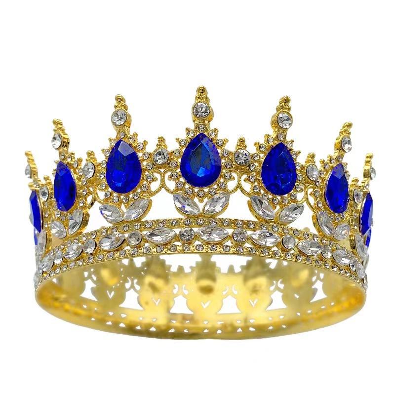 

European Baroque Round Crown Alloy Tiara Bridal Wedding Accessories Birthday Coming of Age Ceremony Round Crown