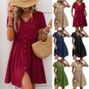 Summer Vacation V-neck Short Sleeved Ruffled Dress for Women Dress