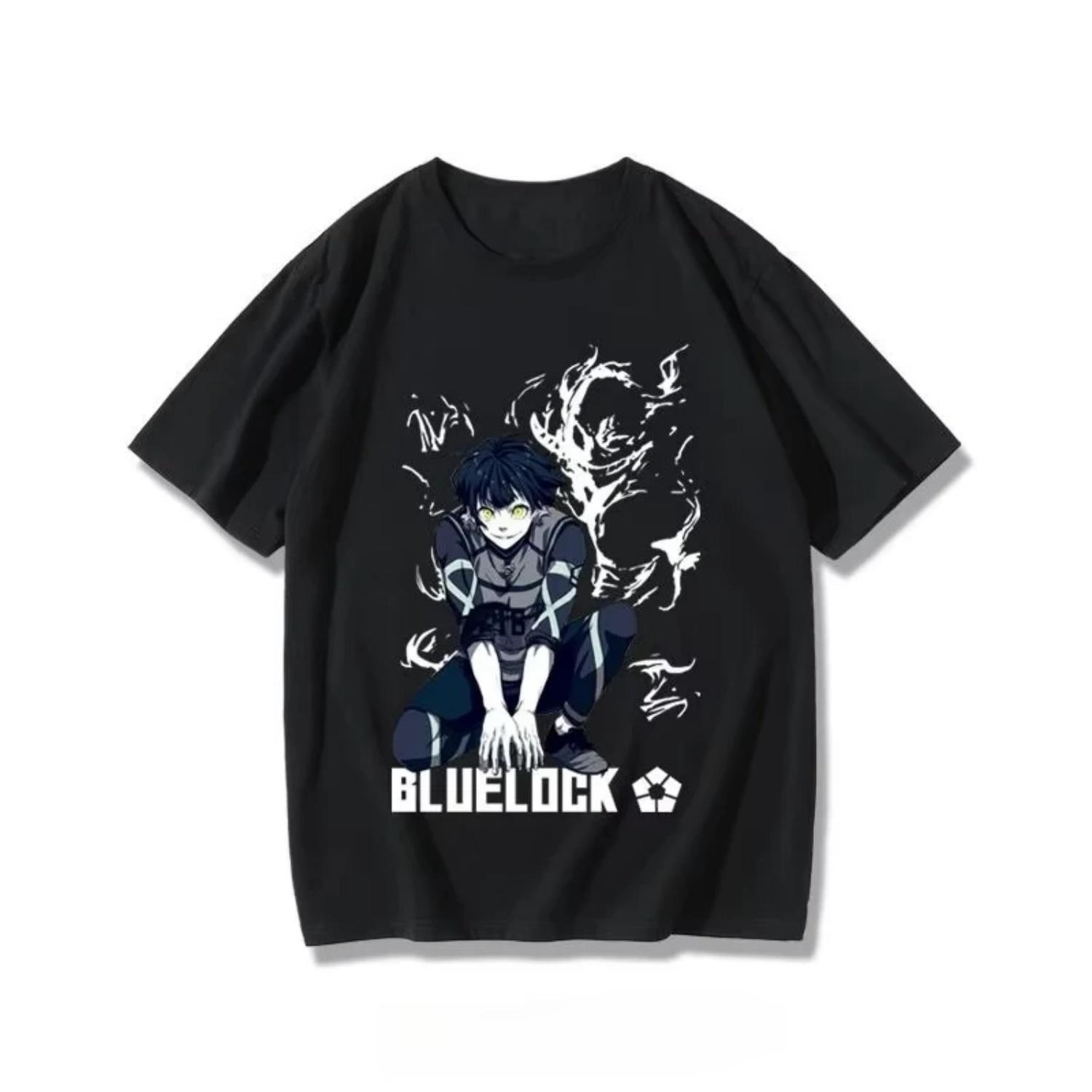 

2025 Summer Blue Prison Bee Back with The Same Printed Short-sleeved T-shirt Anime Periphery Pure Cotton Loose Unisex Tops Tees S чёрный