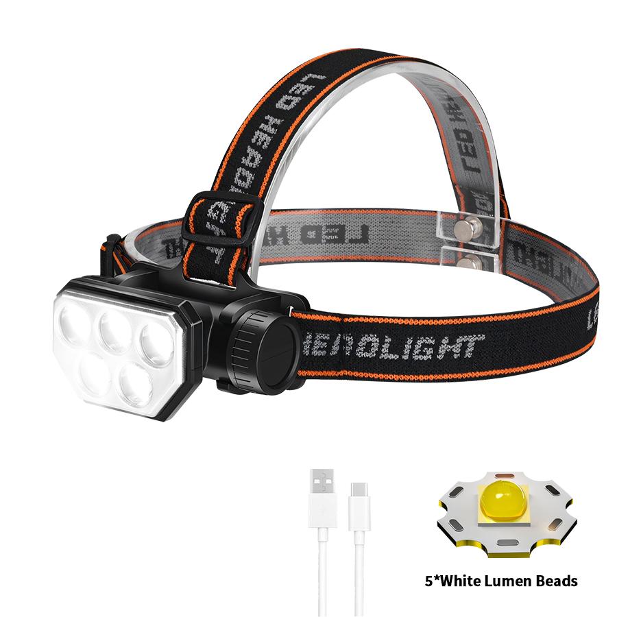 

5 светодиодных фонарей со встроенным аккумулятором, с желтым или синим светом, яркий ночной фонарь для кемпинга и рыбалки