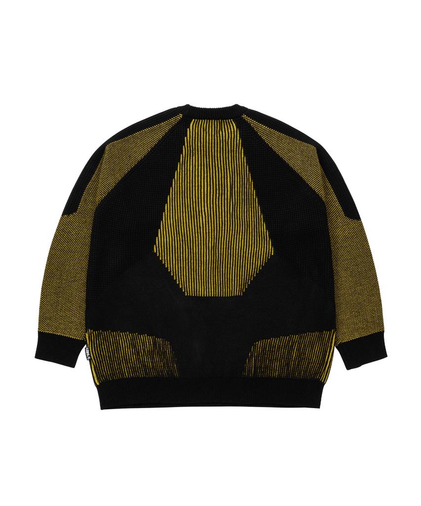 AJOBYAJO Paneled Mixed Knit Sweater [Black]