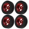 Set of 4 Aluminum Wheel Hubs with Rubber Tires for MN86 112 CarRed RC Parts (Red)