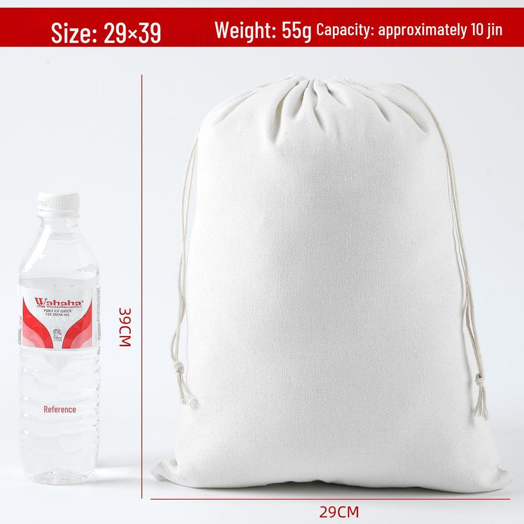 Cotton Linen Drawstring Canvas Bag, Single Layer Breathable Storage for Sundries