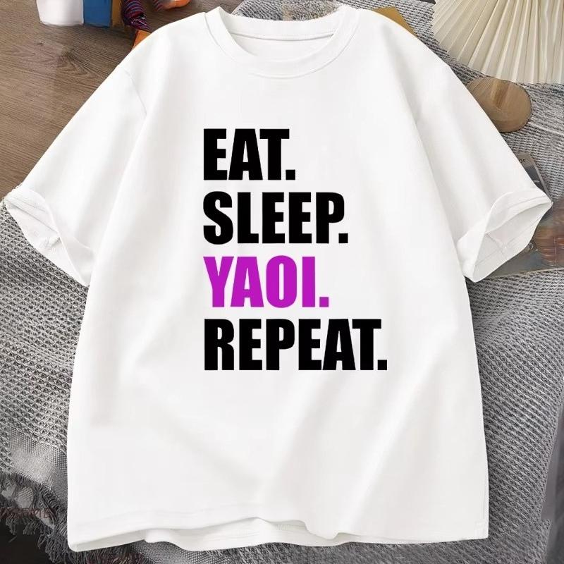 Eat Sleep Yaoi Repeat T Shirt Unisexga Tshirt Unisex Breathable TShirt Short Sleeve Round Neck Tees Clothes Tops
