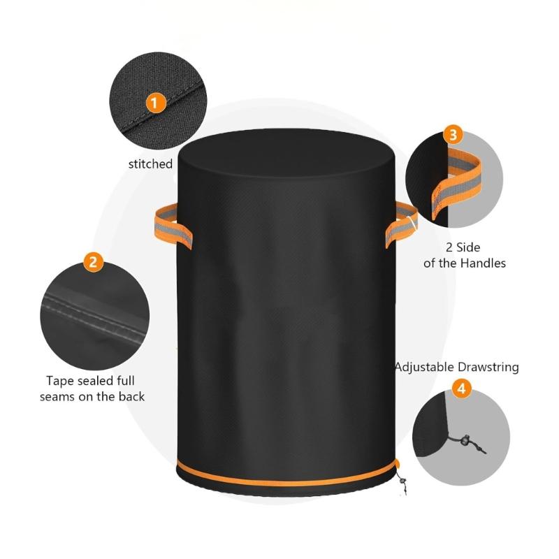 Fire Column Cover Round Outdoor Furniture Protector With Handle Cylinder Fireplaces Cover Protector For Yard