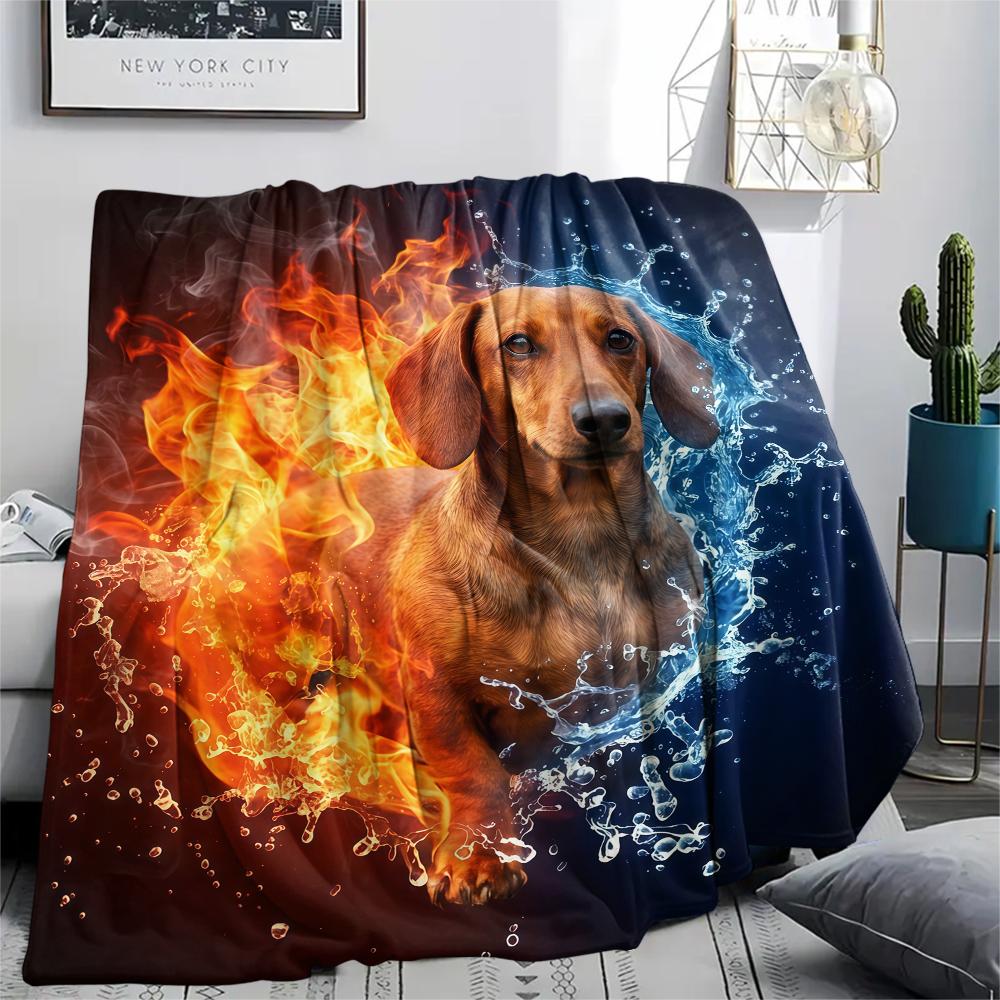 Blue Red Flame Cat Chicken DogPrint Flannel Blanket,High quality Comfortable for All Seasons,Home Decor,Warmth and Comfort,Perfect for Christmas Gifts