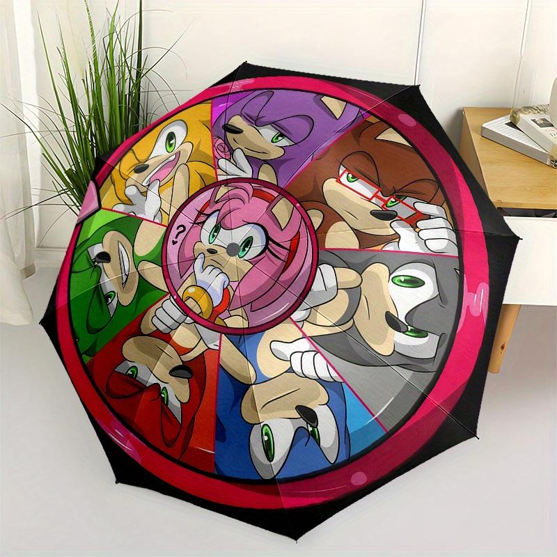 

Sonic the Hedgehog Character Wheel Spinner Game Umbrella, Cute Umbrella with Cute Design, Portable 3-Fold Compact Umbrella for Men & Women, Valentin