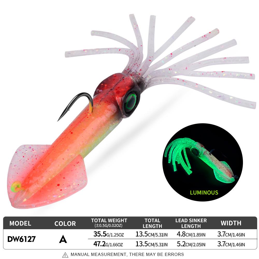 13cm Luminous UV Squid Lure with Lead Head & Hook - Soft Bionic Octopus/Cuttlefish Bait