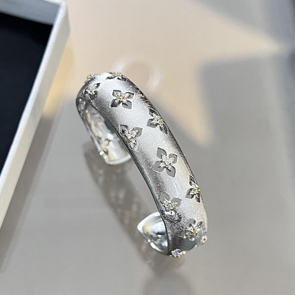 Włoski ręcznie rysowany dwukolorowy zestaw, luksusowy damski pierścionek kolczyki naszyjnik bransoletki bankiet Cyrkon prezenty