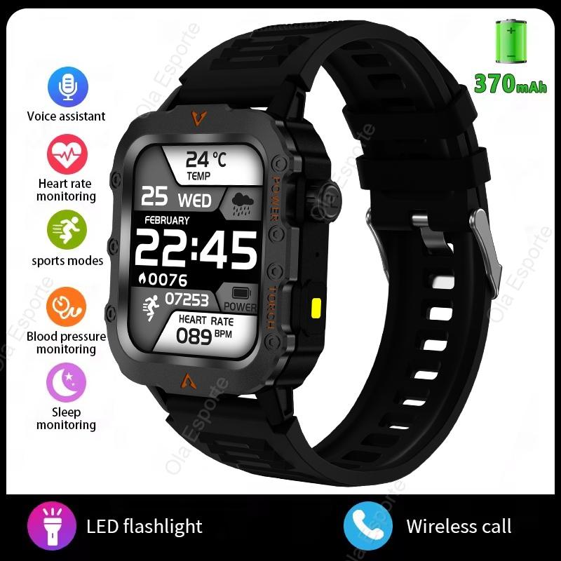 

New Sports Smartwatch Bluetooth Call LED Flashlight Sleep Health Monitoring Fitness Tracking Men Outdoor Smart Watch HT30
