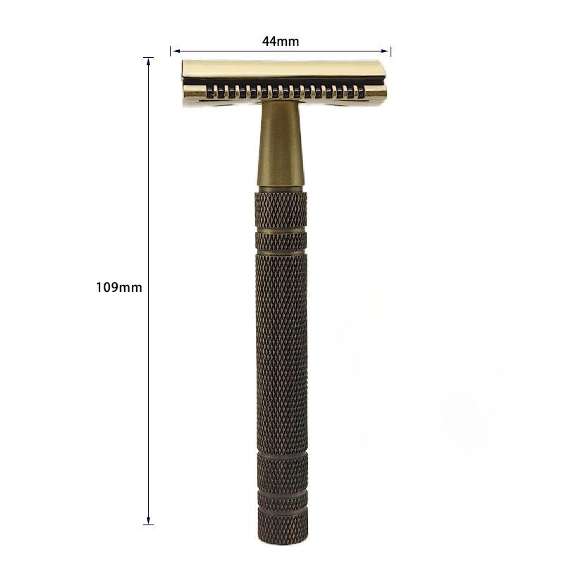T-shaped ShaverManual Razor Bronze Shaver Manual Brass Double-sided Razor Old-fashioned Manual Shaver