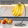 2 Pack Banana Holder, Banana Tree Stand Metal, Banana Stand Holder, Holds Up to 15LB Banana or Grape, Banana Rack for Kitchen Counter, Black