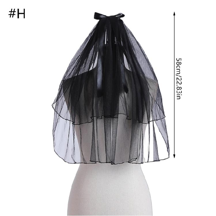 Dark Series Black Mesh Veil for Halloween Masquerade Party Bride Dress Up Wedding Veil for Parties Festival Props