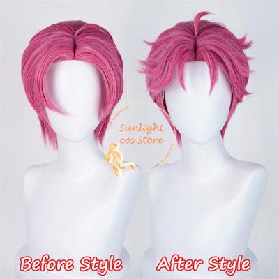 Saja Boys Abby Cosplay Peruka Różowa 30cm Peruka Jinu Baby Abby Romance Mystery Cos Peruka Anime Dla Mężczyzn Żaroodporne Włosy Syntetyczne