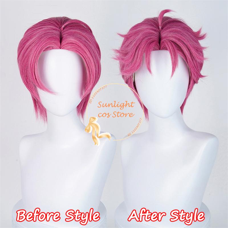 Saja Boys Abby Perucă Cosplay Roz Trandafiriu 30cm Perucă Jinu Baby Abby Romance Mister Cos Perucă Anime Pentru Bărbați Păr Sintetic Rezistent la Căldură