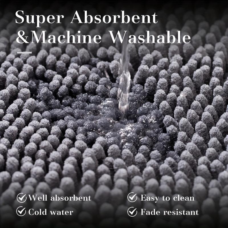 Chenille Bathroom Rug Super Absorbent Non-Slip Bath Mat Soft Fluffy Shaggy Floor Mat for Bathroom Shower Machine Washable
