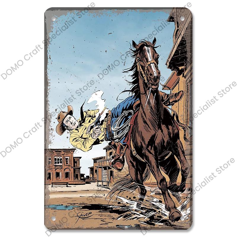 Western Cowboys Vintage Poster Metal Tin Signs Lone Ranger Horse Retro Metal Plate Wall Decor for Jockey Club Pub Man Cave