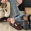 Retro Lightweight Round Head Versatile Flat-soled Single Shoes Women's 2025 New Spring and Autumn with Skirt Soft-soled Mary Jane Small Leather Shoes
