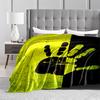 Yellow and Black Handprint Design for all seasons blanket lunch break throw gift